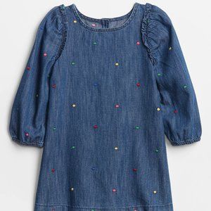 EUC Gap Factory Toddler Denim Dot Dress